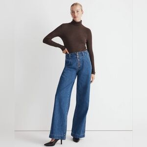 NWT Madewell Superwide-Leg High Waisted Button Fly Jeans Myler Wash